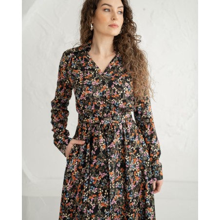 Viscose Dress with Small Floral Print