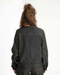 Black Denim Jacket with Contrast Stitching