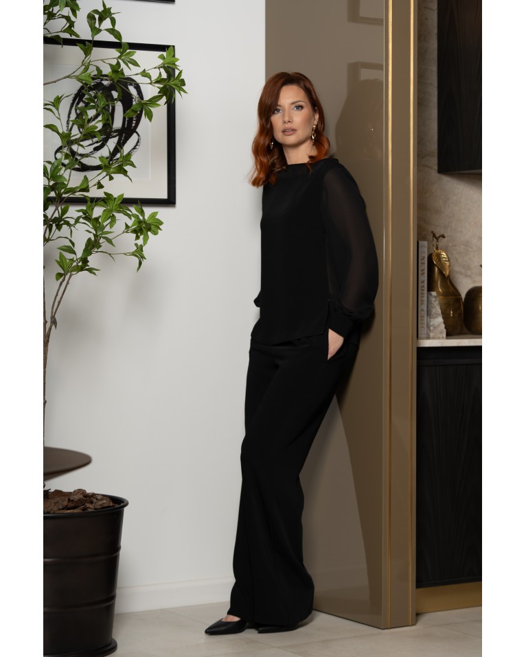 Black Blouse with Chiffon Details