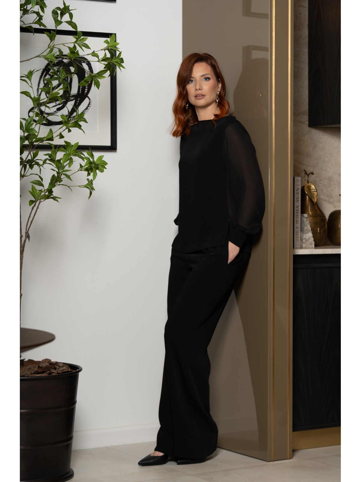 Black Blouse with Chiffon Details