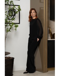 Black Blouse with Chiffon Details
