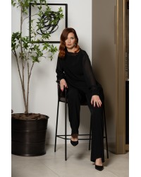 Black Blouse with Chiffon Details