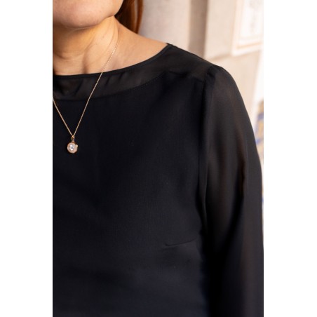 Black Blouse with Chiffon Details