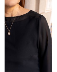 Black Blouse with Chiffon Details