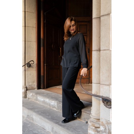 Black Blouse with Chiffon Details