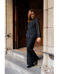 Black Blouse with Chiffon Details