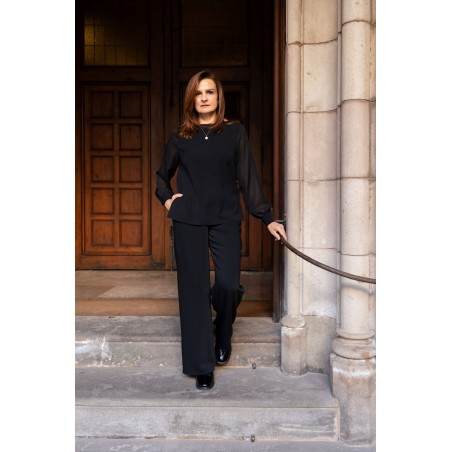 Black Blouse with Chiffon Details
