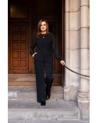 Black Blouse with Chiffon Details