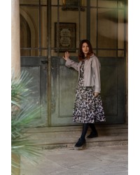 Light Grey Faux Leather Jacket with Patch Pockets