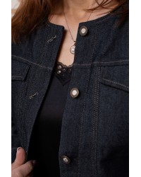 Black Denim Jacket with Contrast Stitching