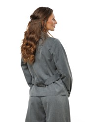 Grey Women’s Herringbone Jacket with Adjustable Back Strap