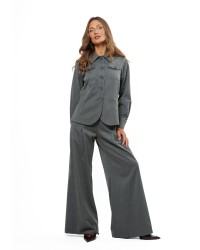 Grey Women’s Herringbone Jacket with Adjustable Back Strap