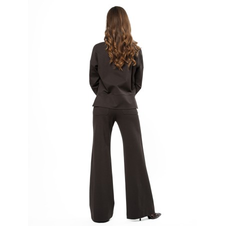 Taupe Women’s Blouse with Turn-Down Collar