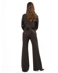Taupe Women’s Blouse with Turn-Down Collar