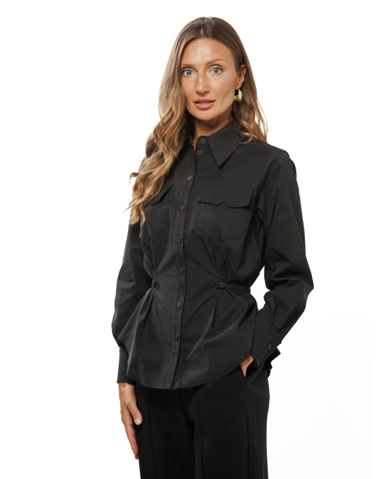 Black Women’s Shirt with Adjustable Ties