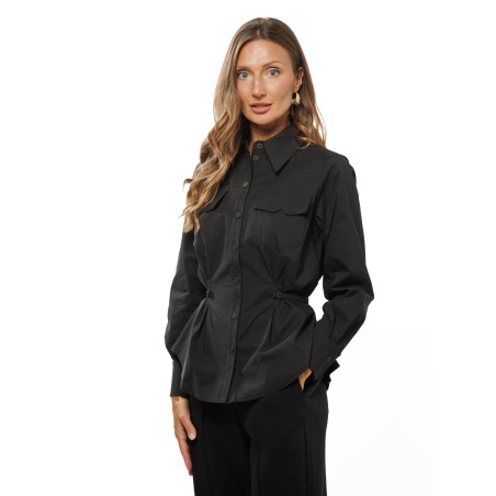 Black Women’s Shirt with Adjustable Ties