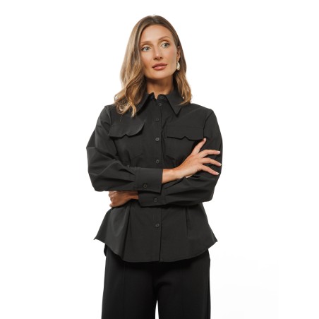 Black Women’s Shirt with Adjustable Ties