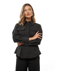 Black Women’s Shirt with Adjustable Ties