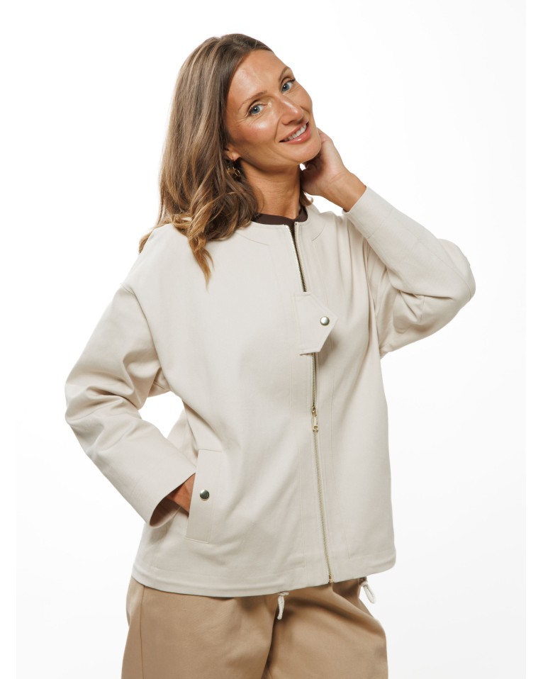 Light Beige Women’s Jacket with Adjustable Hem