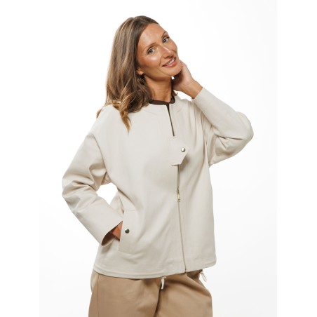 Light Beige Women’s Jacket with Adjustable Hem