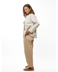 Light Beige Women’s Jacket with Adjustable Hem