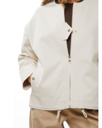 Light Beige Women’s Jacket with Adjustable Hem