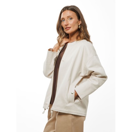 Light Beige Women’s Jacket with Adjustable Hem