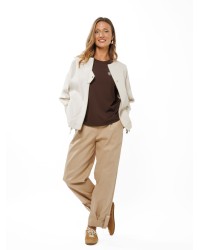 Light Beige Women’s Jacket with Adjustable Hem