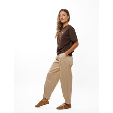 Beige Women’s Banana Trousers with Ankle Strap