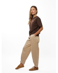 Beige Women’s Banana Trousers with Ankle Strap