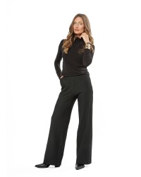 Black Women’s Turtleneck with Lyocell and Merino Wool