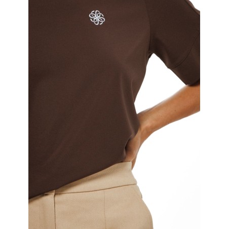 Chocolate Brown Women’s T-Shirt with Embroidered Logo
