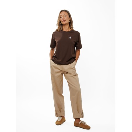 Chocolate Brown Women’s T-Shirt with Embroidered Logo