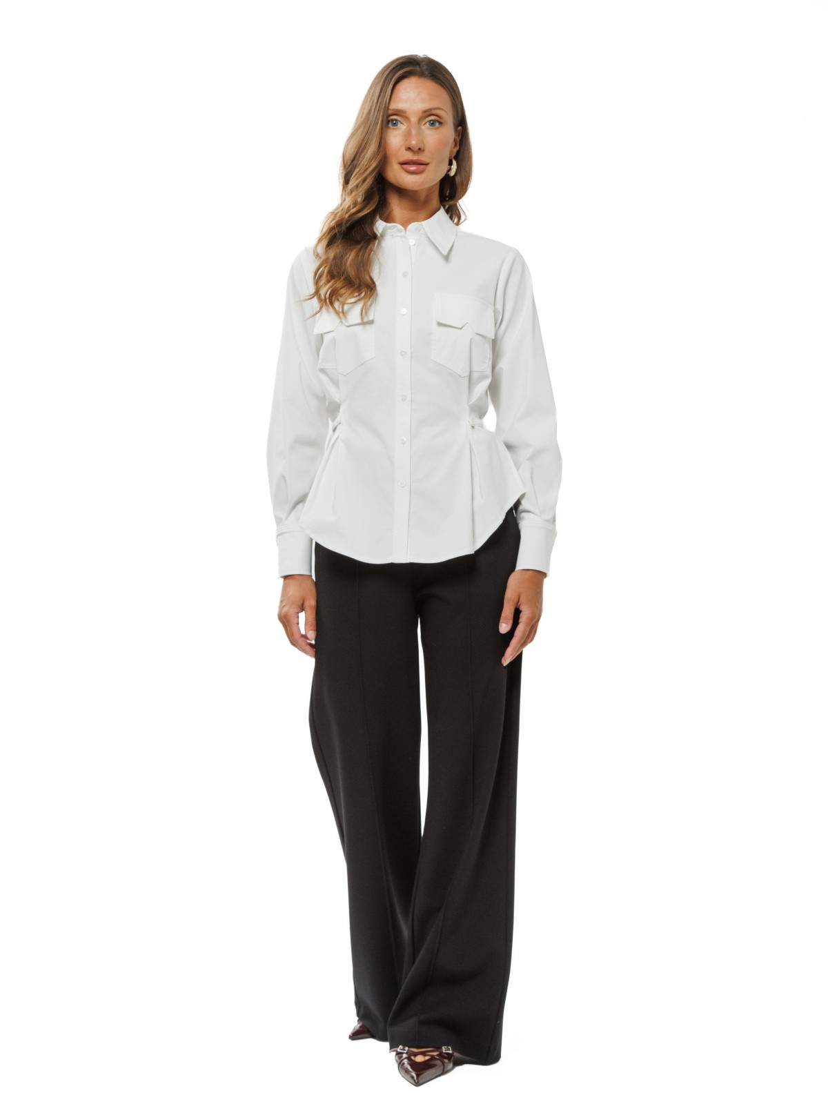 White Women’s Shirt with Adjustable Ties