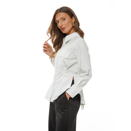 White Women’s Shirt with Adjustable Ties