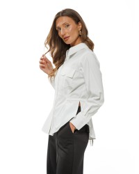 White Women’s Shirt with Adjustable Ties