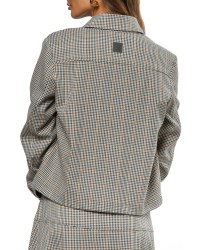 Cream Check Women’s Jacket with Gold-Tone Snaps
