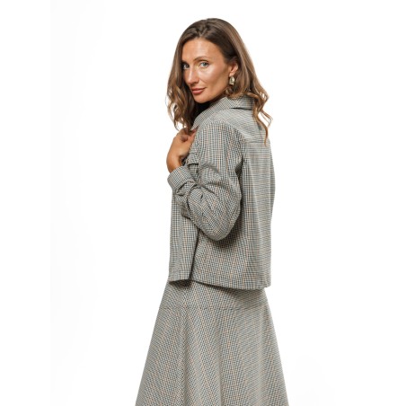Cream Check Women’s Jacket with Gold-Tone Snaps