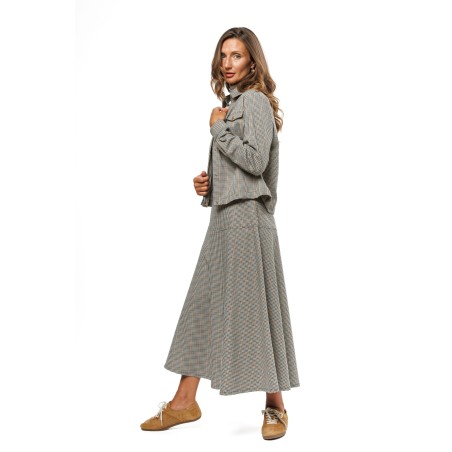 Cream Check Women’s Flared Midi Skirt