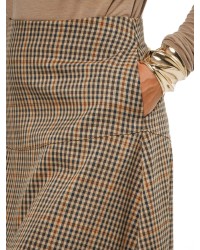 Light Brown Check Women’s Flared Midi Skirt