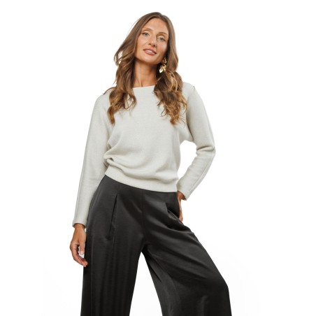 White Women’s Sweater with Subtle Lurex Shimmer