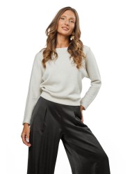 White Women’s Sweater with Subtle Lurex Shimmer