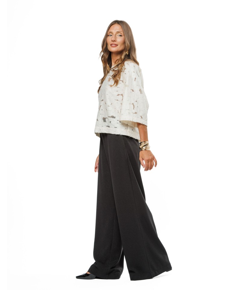 Black Women’s Occasion Trousers with a Subtle Silver Shimmer
