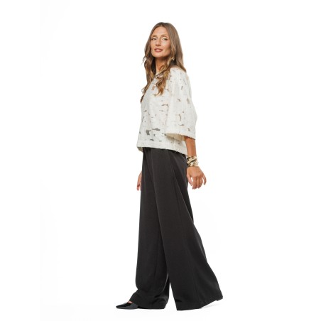 Black Women’s Occasion Trousers with a Subtle Silver Shimmer