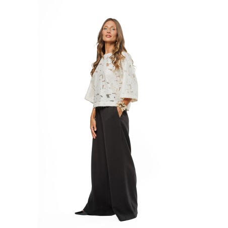 Black Women’s Occasion Trousers with a Subtle Silver Shimmer