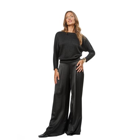 Black Women’s Sweater with Subtle Lurex Shimmer