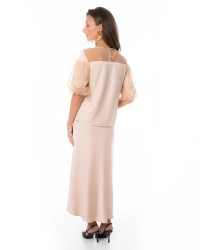 Cream luxury Blouse with Tulle Details