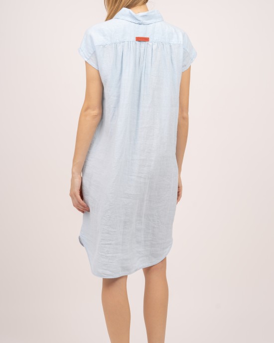 Lininė marškinių tipo suknelė su dirželiu (K)